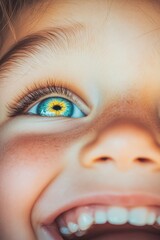 Bright, joyful expression with vivid colors reflecting in sparkl