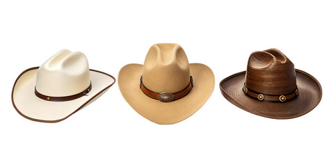Cowboy hat on white background, traditional cowboy gear, Cut Out