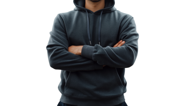 Software engineer in casual hoodie, confident and analytical, tech-savvy ambiance, isolated PNG
