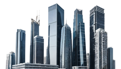 Modern skyscrapers urban skyline architecture png