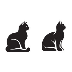 Set of black cat silhouettes