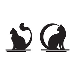 Set of black cat silhouettes