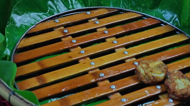 fried fishball in hot oil