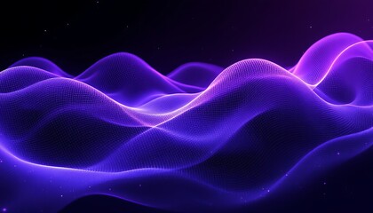Fototapeta premium A beautiful abstract representation of futuristic purple waves illuminated with glowing particles, symbolizing technology and innovation.