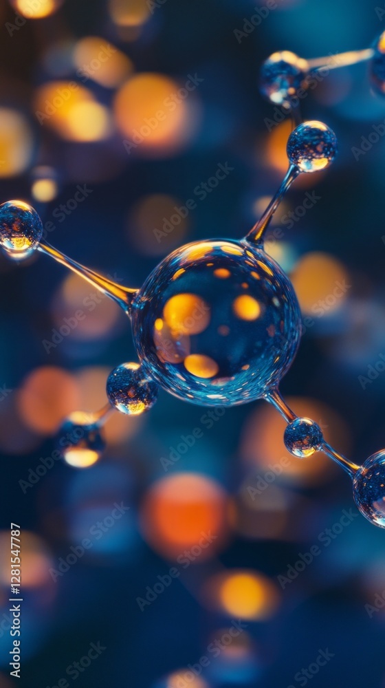 Poster bursting with color, this artwork captures the beauty of molecular formations against a dreamy backd