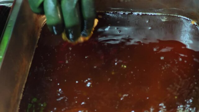 fried fishball in hot oil