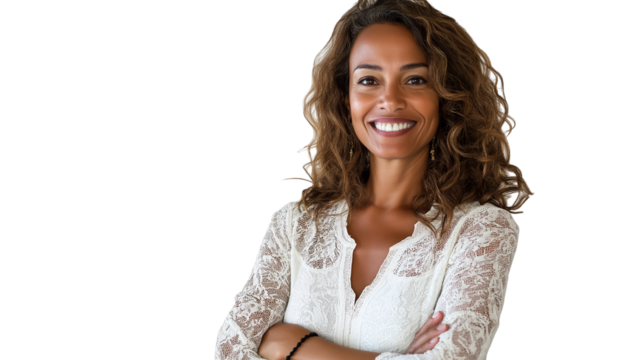 Elegant interior designer, stylish and modern outfit, smiling with enthusiasm, isolated PNG,