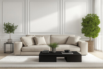 Fototapeta premium Modern Minimalist Living Room Interior Design