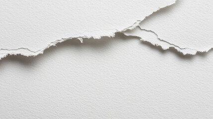Torn white paper with visible texture and fibrous detail, showcasing its handmade quality