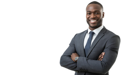 Confident real estate agent, modern suit, smiling professionally, isolated PNG