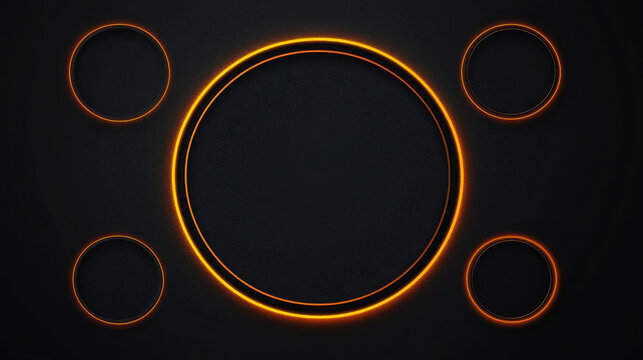 Neon glowing circles deep black background create futuristic vibe