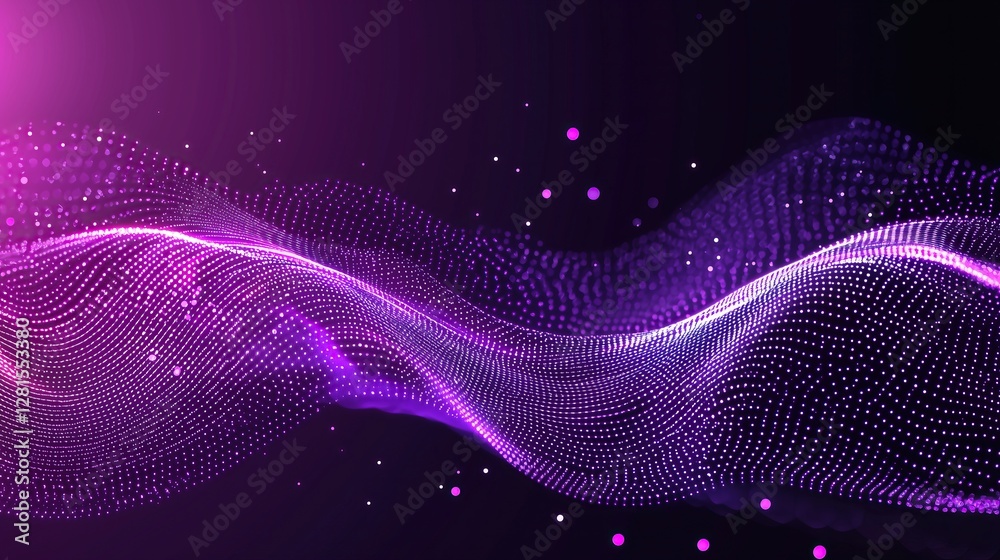 Fototapete abstract dynamic wave of purple light symbolizing connection and flow of data in digital environment