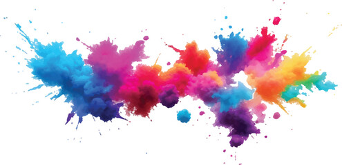 A Bright, Stunning Watercolor Painting of Abstract Stains and Splashes in Rich, Vibrant Colors, Enhanced by Bold Brush Strokes on a Pure White Background for a Contemporary Look.
