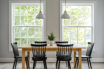 Bright Dining Room with Natural Light and Minimalist Decor