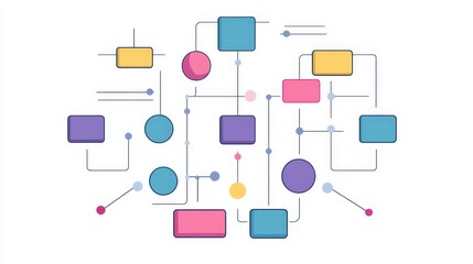 Business process and workflow automation with flowchart. Hand holding wooden cog flowing process management on white background