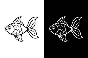 Goldfish icon vector on White Background ,Vector Art Illustration on white background.