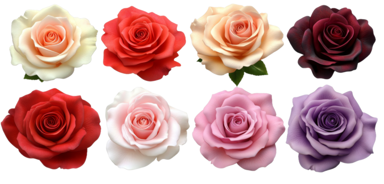 [Transparent Background PNG]Collection of Colorful Artificial Roses