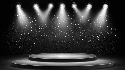 Empty Stage with Spotlight and Glitter