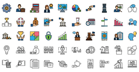 Set of business vector icons with white background