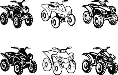 Modern ATV Quad bike silhouette vector illustration set, ATV Quad bike line art isolated vector icon design © Hai