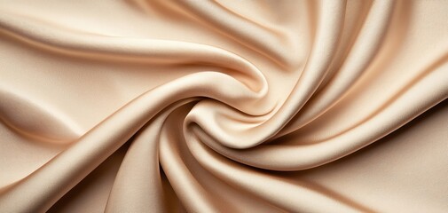 Fototapeta premium Elegant satin fabric in creamy tones with soft folds and smooth texture.