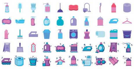 Set of cleaning vector icons with white background