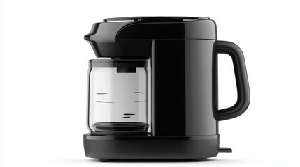 Sleek black coffee maker on white, a modern brewing essential for your kitchen brewing