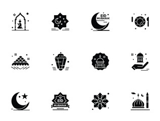 Ramadan Solid Glyph icon pack including muslim islam speech mosque