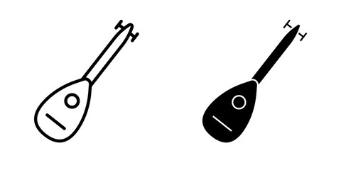 lute Icon set. Symbol isolated white background. vector illustration. color editable.