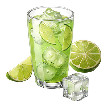   lemon juce with lemon pice isolated on transparent white background png