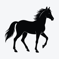 Obraz premium A cute black silhouette of a horse on a white background