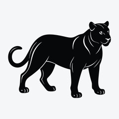 A cute black panther animal silhouette on white background.