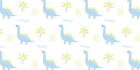 childish pattern with cute dinosaurs seamless pattern for backgrounds, presentations, wrapping papers, prints, artworks. Vector illustration	