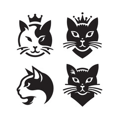 Set of cat silhouette - vector illustration