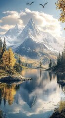 Scenic Mountain Landscape Captured Inside a Glass Jar With a Reflective Lake and Starry Night Sky