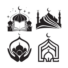 Modern Islamic Logo Set – Mosque, Crescent, and Spiritual Icons