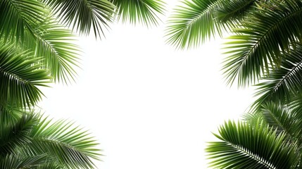 Naklejka premium Tropical Palm Leaves Frame Background
