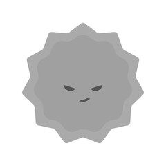 ニヤリと笑っているグレーのギザギザした形の菌やウイルス･ハウスダスト、悪い考えのイメージ素材