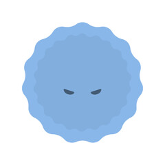 睨んでいるモヤモヤした形の青い色のキャラクター - 菌やウイルス、不満や恨みの感情のイメージ素材