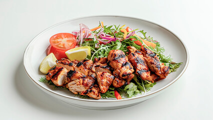 Fototapeta premium Delicious Chicken Shawarma Plated on White Dish. Gourmet Food, Ethnic Delight, Street Food.