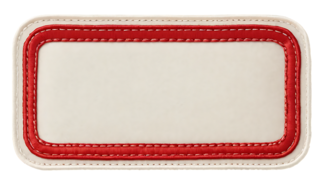 Rectangular fabric label featuring a stitched border png