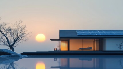 Tranquil Sunset at Modern Eco-Friendly Home