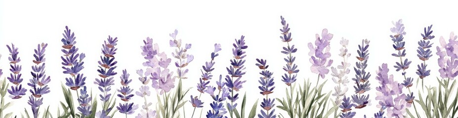 Naklejka premium Beautiful Watercolor Lavender Border Design