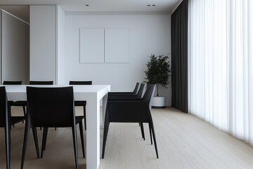 Fototapeta premium Modern Minimalist Dining Room Interior Design