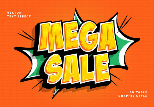 Yellow Bold Comic Pop Cartoon Sale Text Effect Template