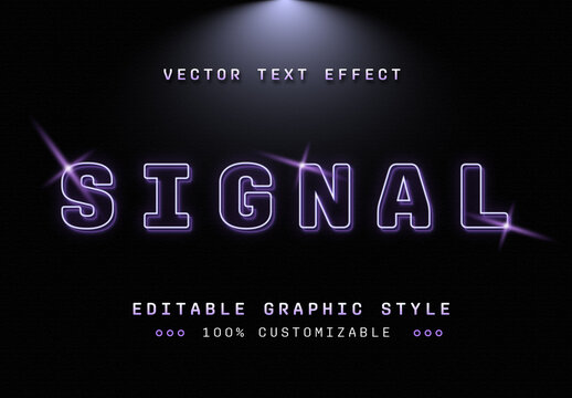 Purple Outlined Neon Text Effect
