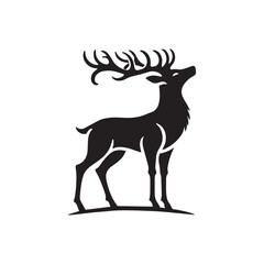 Deer Silhouette on White Background