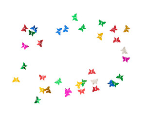 Colorful butterflies in various shades create vibrant circular pattern