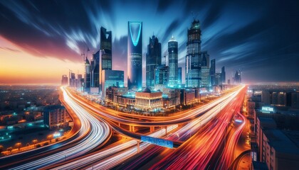 Obraz premium Stunning longexposure shot of KAFD in Riyadh