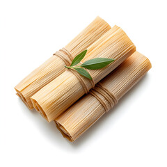 Eco Friendly Bamboo Chopsticks Bundle on White Background